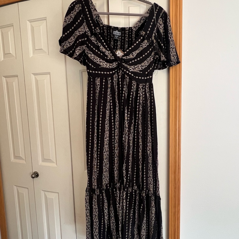 Angie Black and Cream Maxi Dress